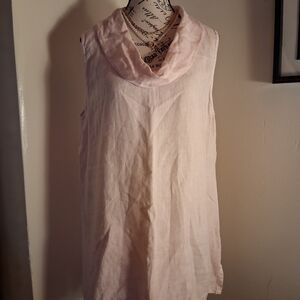 Sleeveless 100% Linen Cowl Neck Dress